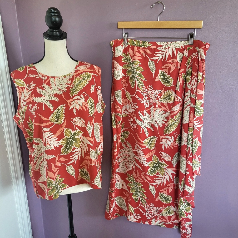 Jessica Holbrook Tropical Beach 2 Piece Tank Top & Wrapped Skirt Resortwear Set